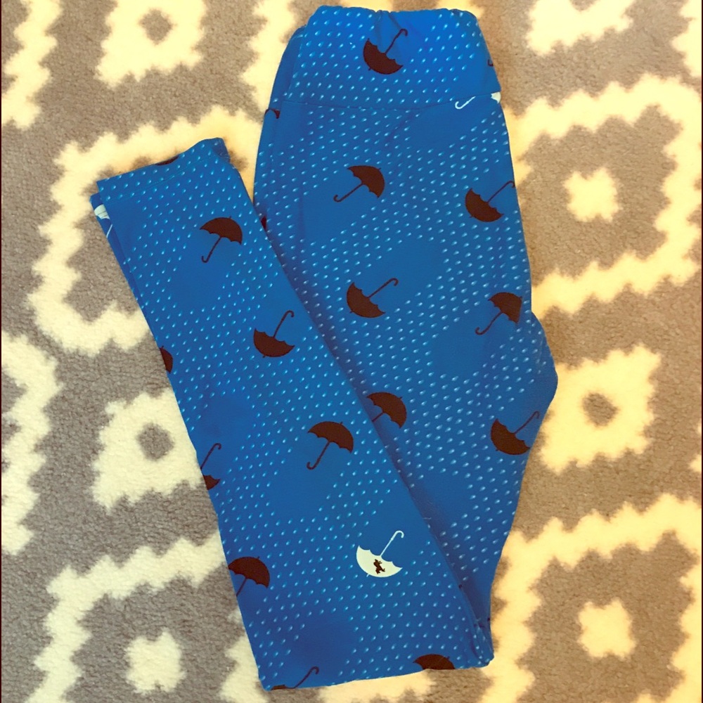 LuLaRoe Blue Umbrella Print Leggings